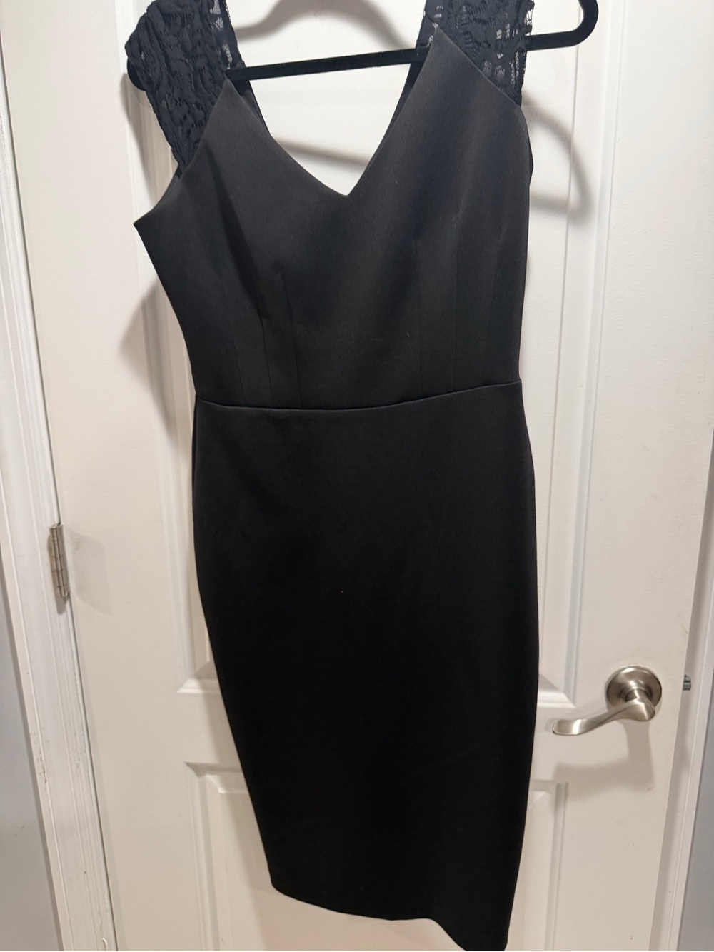 eva mendes for New York & Company Black Midi Sheath Dress with Lace Straps mint